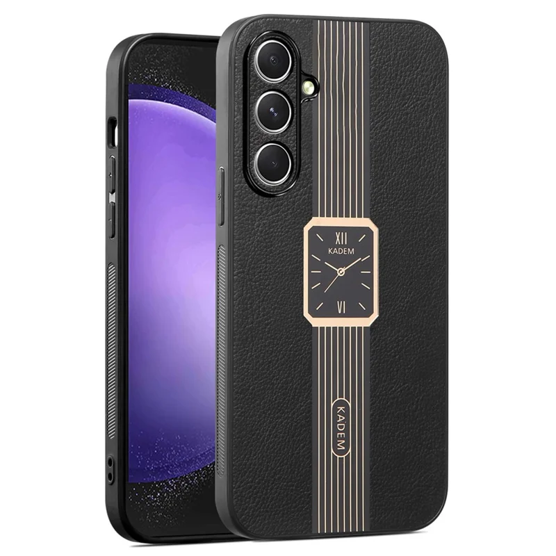 KADEM Per Samsung Galaxy A55 5G Case Electroplated Leather+Acrylic+TPU Drop-proof Phone Back Cover - Nero