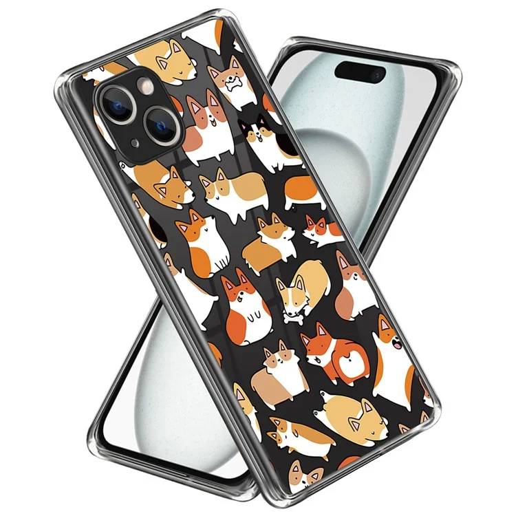 Handyhülle für iPhone 15 mit Musterdrucken, weiche TPU-Handyhülle - Hunde-Aufkleber