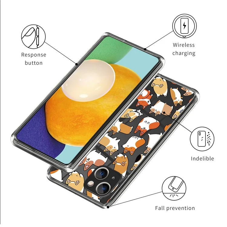 Handyhülle für iPhone 15 mit Musterdrucken, weiche TPU-Handyhülle - Hunde-Aufkleber