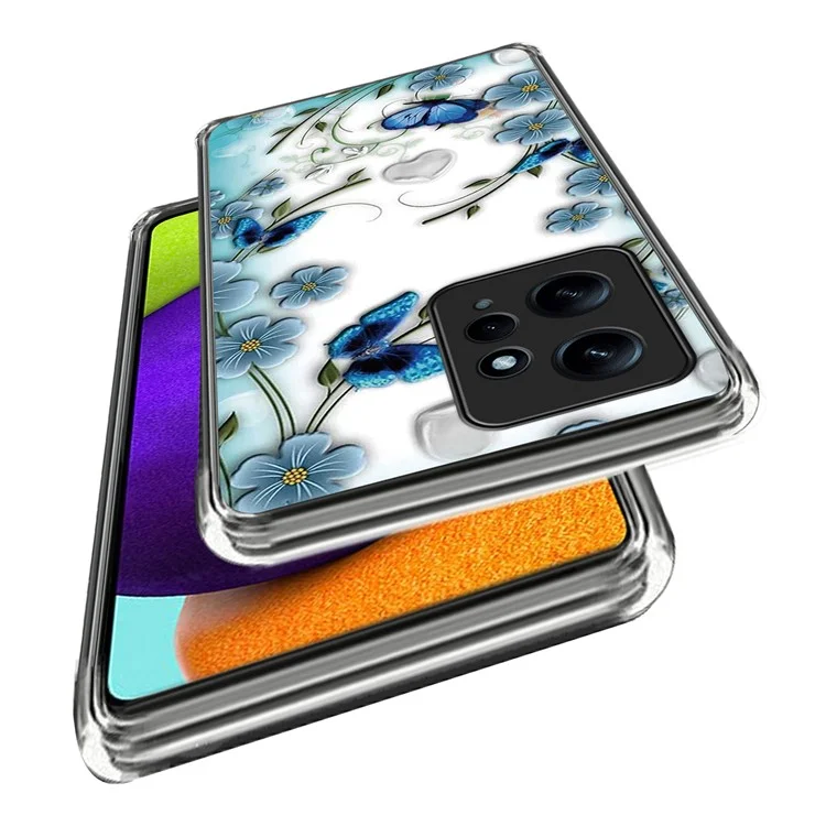 Funda de TPU para teléfono Xiaomi Redmi Note 12 4G Estampado de patrón de cubierta - Mariposa y flor