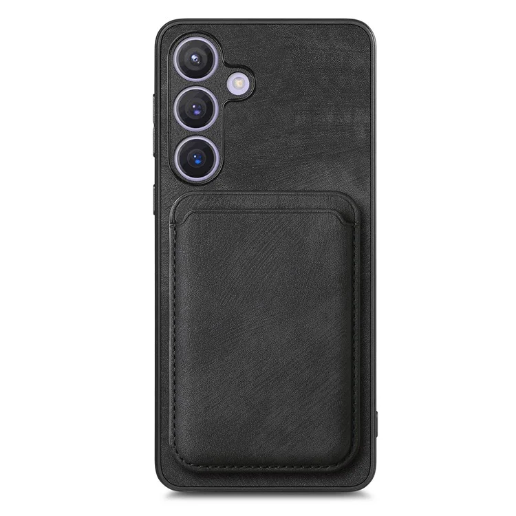 For Samsung Galaxy S24+ Case Compatible with MagSafe Leather Back Cover with Detachable Card Holder - Black