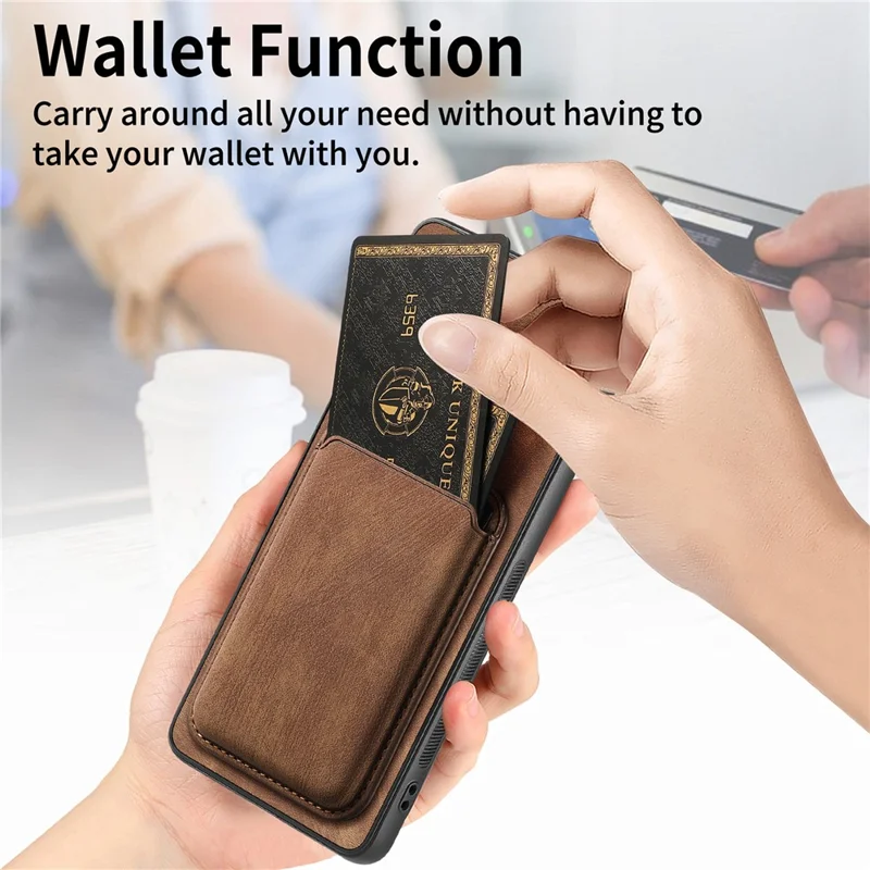 For Samsung Galaxy S20 Lite / S20 FE / S20 FE 5G / S20 FE 2022 Magnetic Case Leather Back Cover with Detachable Card Holder - Brown