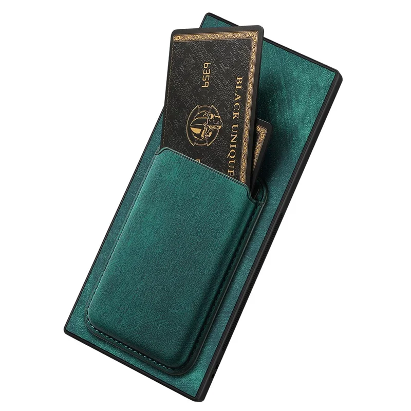 D12 Para Samsung Galaxy S22 Ultra 5G Case Protección de Caída Topicapiés de Tarjeta Magnética Cubierta Telefónica - Verde