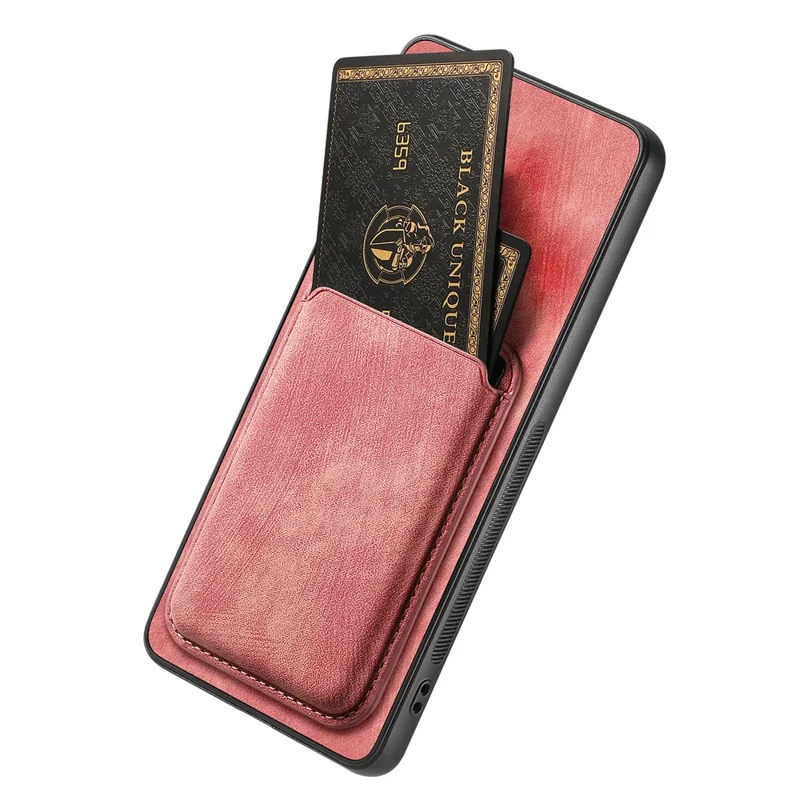 For Google Pixel 8 Pro Magnetic Case Leather Back Cover with Detachable Card Holder - Pink
