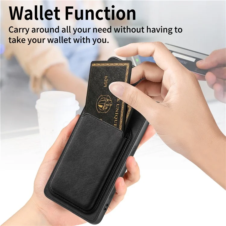 For Google Pixel 7 5G Case Compatible with MagSafe Leather Back Cover with Detachable Card Holder - Black