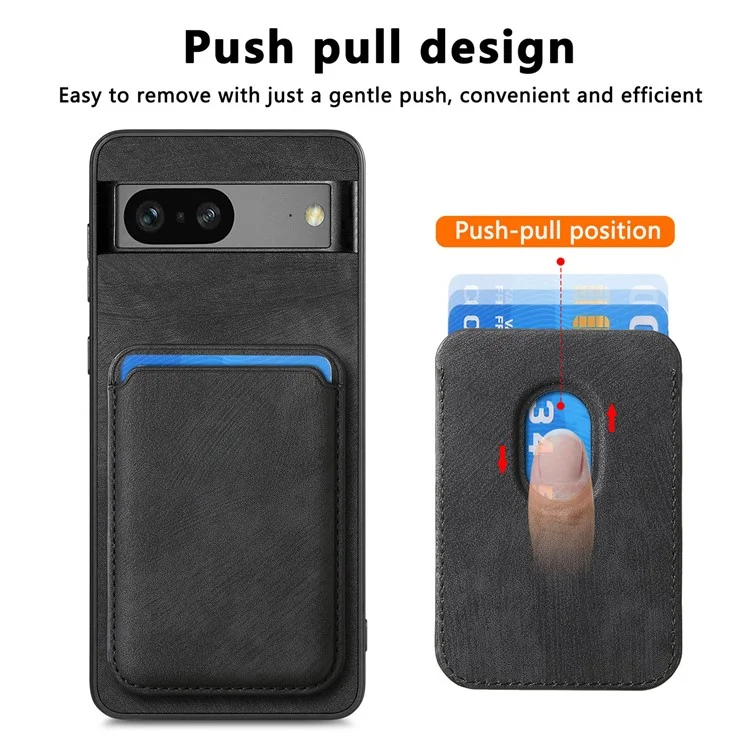 For Google Pixel 7 5G Case Compatible with MagSafe Leather Back Cover with Detachable Card Holder - Black