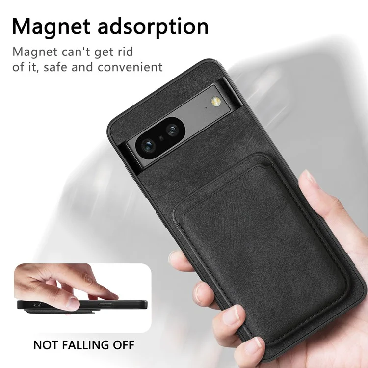 For Google Pixel 7 5G Case Compatible with MagSafe Leather Back Cover with Detachable Card Holder - Black