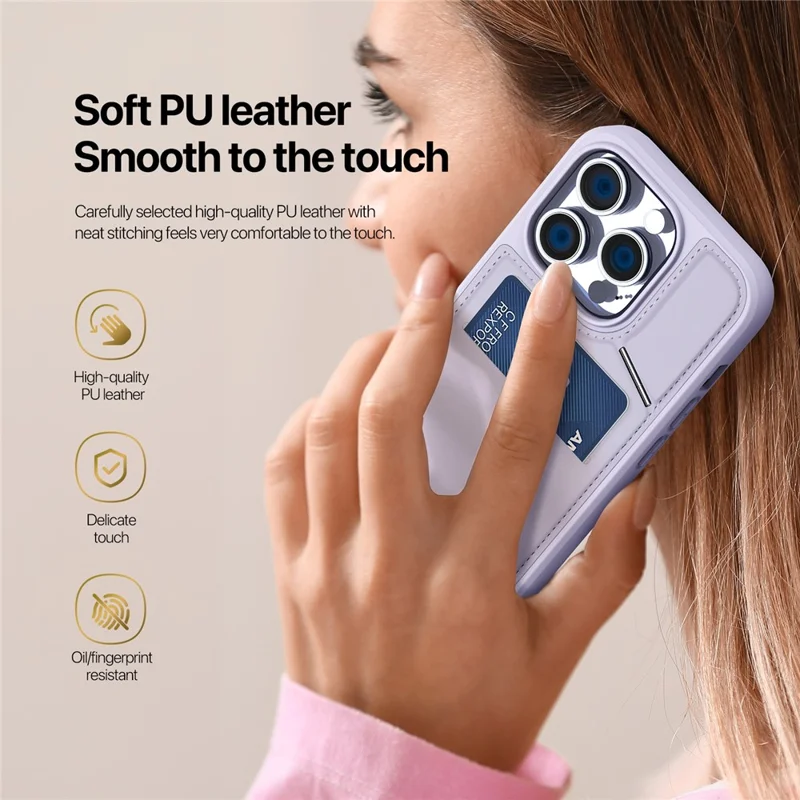 DUX DUCIS Rafi II Series for iPhone 13 Pro Phone Case Card Slots Cover RFID Blocking Protection - Purple
