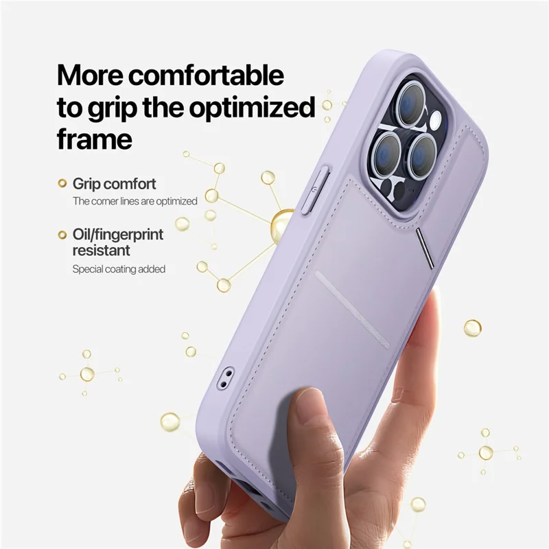 DUX DUCIS Rafi II Series for iPhone 13 Pro Phone Case Card Slots Cover RFID Blocking Protection - Purple