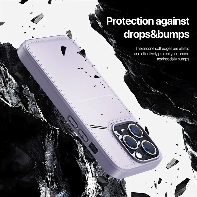 DUX DUCIS Rafi II Series for iPhone 13 Pro Phone Case Card Slots Cover RFID Blocking Protection - Purple