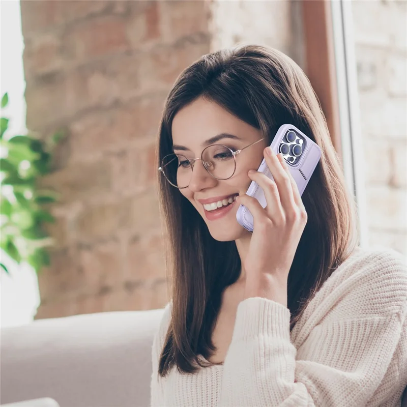 DUX DUCIS Rafi II Series for iPhone 13 Pro Phone Case Card Slots Cover RFID Blocking Protection - Purple