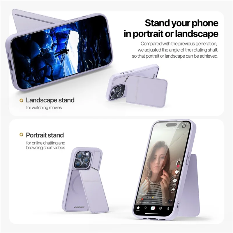 DUX DUCIS Rafi II Series for iPhone 13 Pro Phone Case Card Slots Cover RFID Blocking Protection - Purple