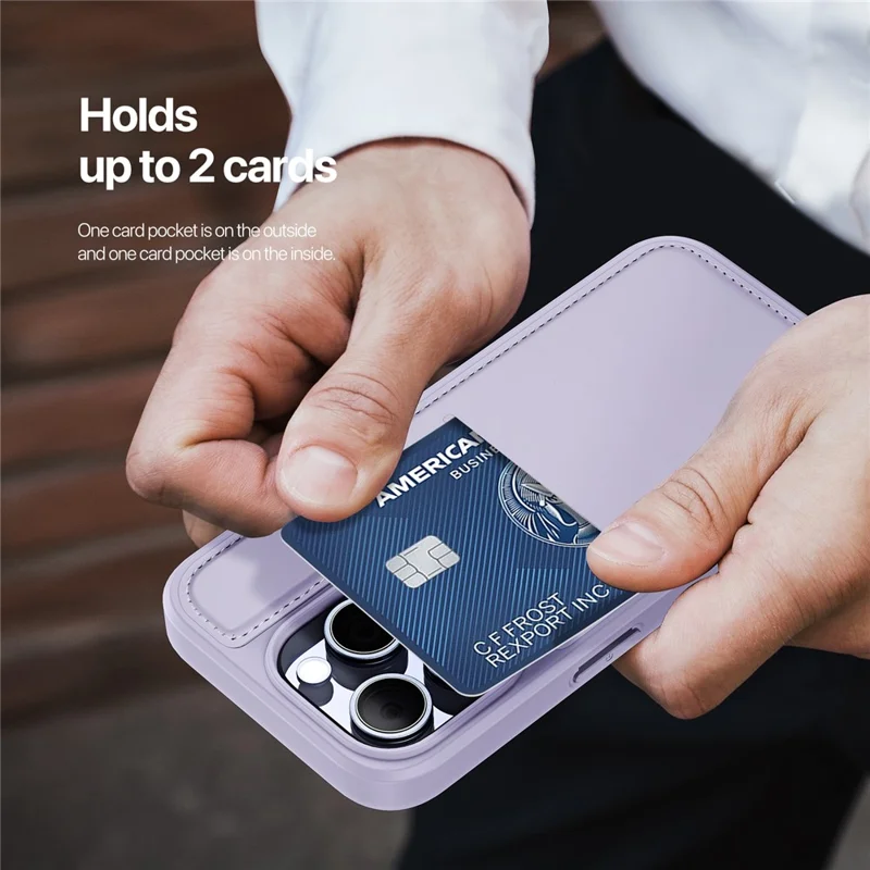 DUX DUCIS Rafi II Series for iPhone 13 Pro Phone Case Card Slots Cover RFID Blocking Protection - Purple