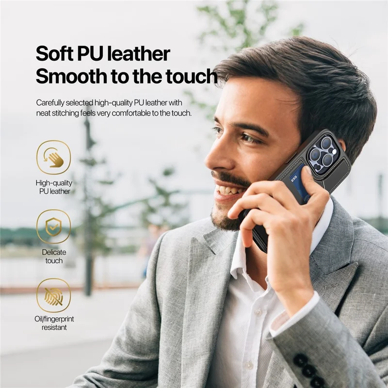 DUX DUCIS Rafi II Series for iPhone 14 Pro Max Magnetic Case Card Slots RFID Blocking Phone Cover - Black