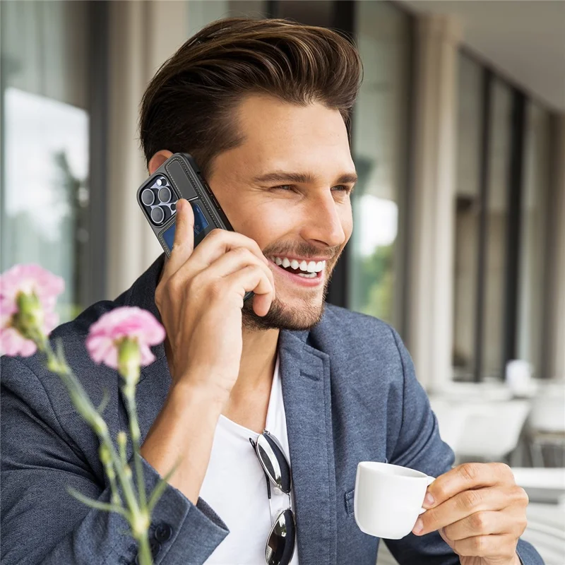 DUX DUCIS Rafi II Series for iPhone 14 Pro Max Magnetic Case Card Slots RFID Blocking Phone Cover - Black