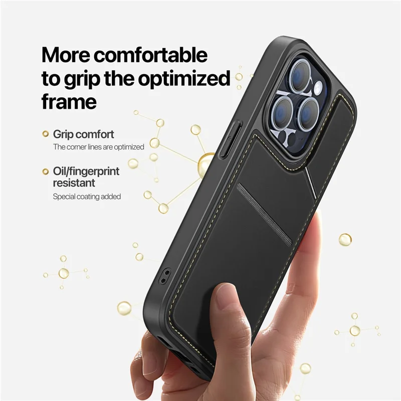 DUX DUCIS Rafi II Series for iPhone 14 Pro Phone Case PU Leather+TPU Cover with Card Slots - Black