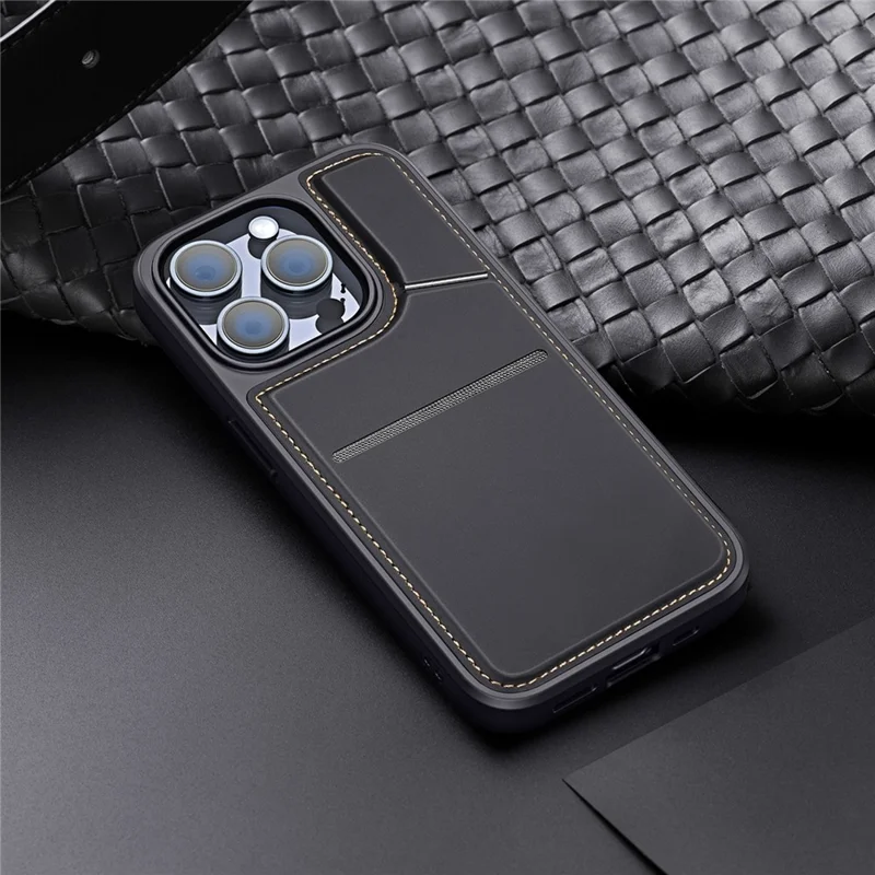 DUX DUCIS Rafi II Series for iPhone 14 Pro Phone Case PU Leather+TPU Cover with Card Slots - Black