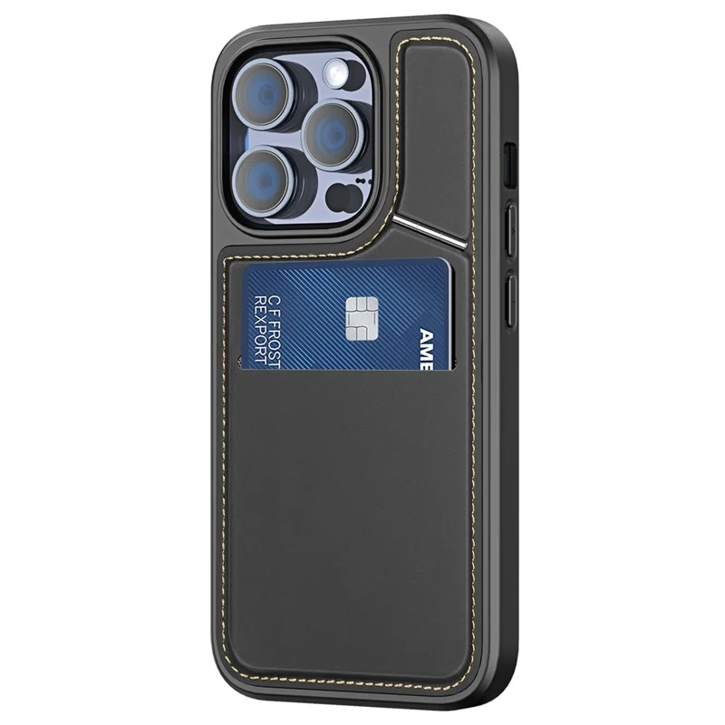 DUX DUCIS Rafi II Series for iPhone 14 Pro Phone Case PU Leather+TPU Cover with Card Slots - Black