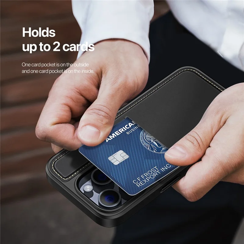 DUX DUCIS Rafi II Series for iPhone 14 Pro Phone Case PU Leather+TPU Cover with Card Slots - Black