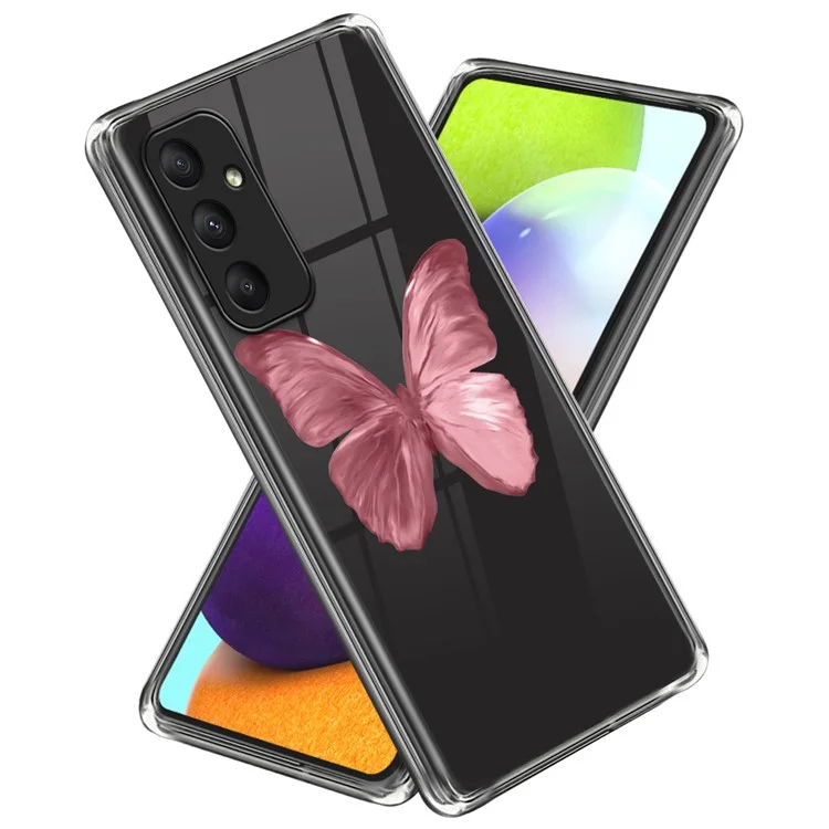 For Samsung Galaxy A55 5G Case TPU IMD Pattern Printing Protective Cover - Pink Butterfly