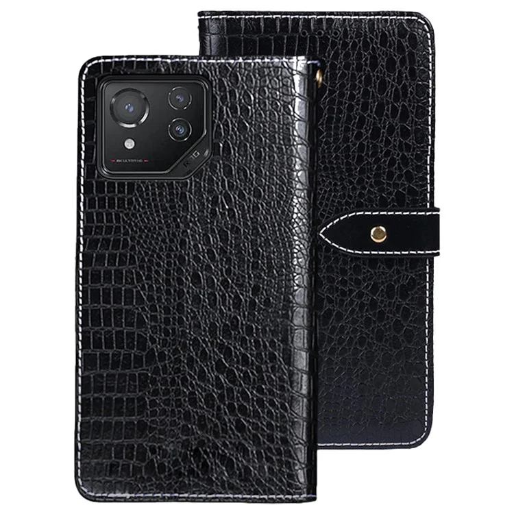 IDEWEI per Asus ROG Phone 8 5G / Phone 8 Pro 5G Custodia in Pelle Texture Coccodrillo con Slot per Carte - Nero