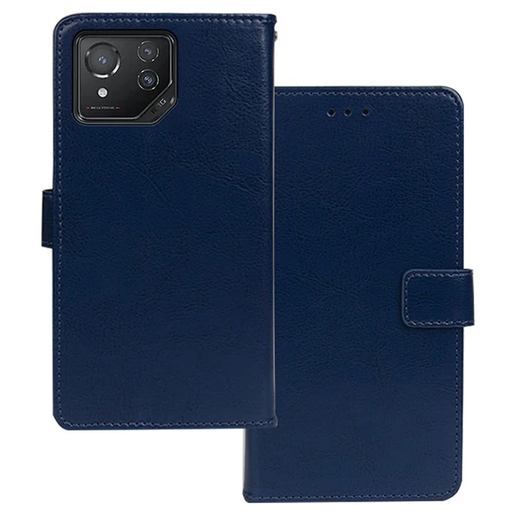 IDEWEI Per Asus ROG Phone 8 5G / Phone 8 Pro 5G Custodia Wallet in Pelle Texture Cavallo Pazzo - Blu
