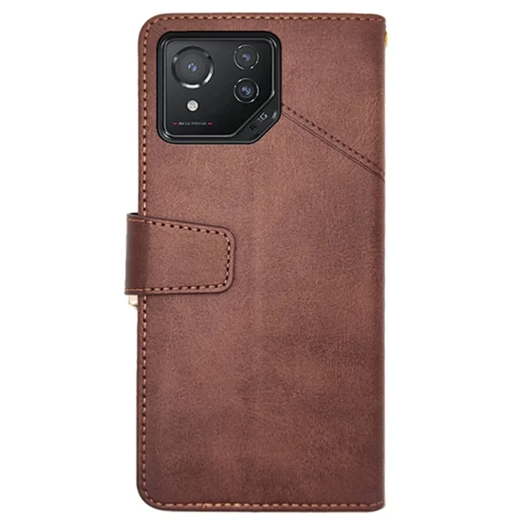 IDEWEI Per Asus ROG Phone 8 5G / Phone 8 Pro 5G Custodia in pelle con texture di vitello - Marrone