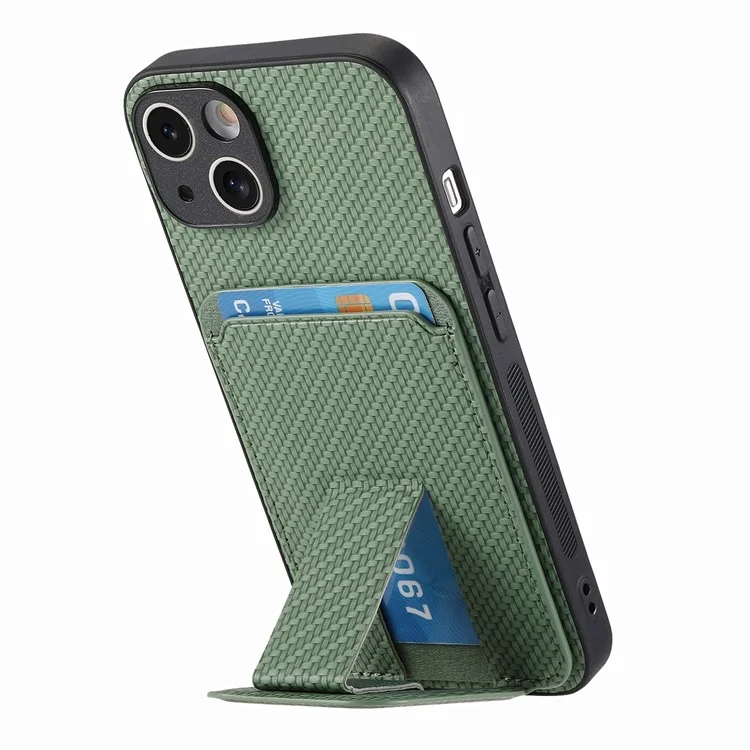 C1-11 Pour Iphone 13 6,1 Pouces Case en Cuir TPU TPU Protecteur de Téléphone Avec Kickstand et Emplacements de Carte - Vert