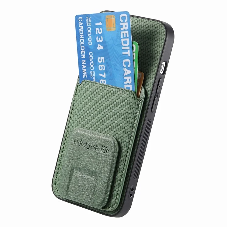 C1-11 Pour Iphone 13 6,1 Pouces Case en Cuir TPU TPU Protecteur de Téléphone Avec Kickstand et Emplacements de Carte - Vert