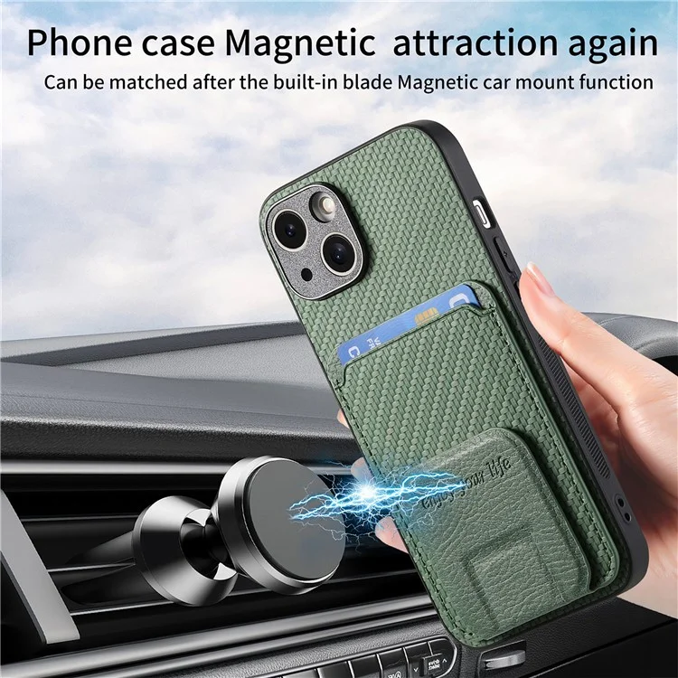 C1-11 Pour Iphone 13 6,1 Pouces Case en Cuir TPU TPU Protecteur de Téléphone Avec Kickstand et Emplacements de Carte - Vert