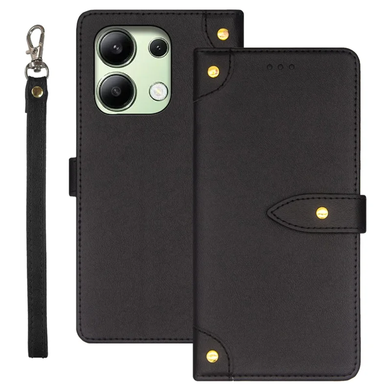 IDEWEI For Xiaomi Redmi Note 13 4G Leather Case Card Holder Stand Phone Cover - Black