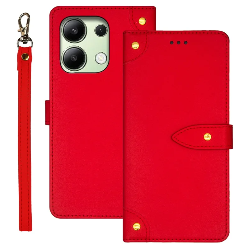 IDEWEI For Xiaomi Redmi Note 13 4G Leather Case Card Holder Stand Phone Cover - Red