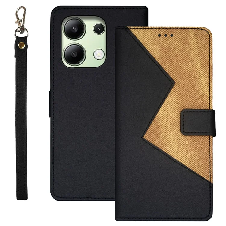 IDEWEI Per Xiaomi Redmi Note 13 4G Case Card Slots TPU+PU Pelle Custodia - Nero