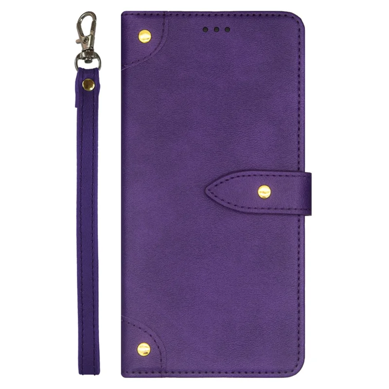 IDEWEI For Xiaomi Redmi Note 13 5G Phone Cover Stand Leather Case with Wrist Strap - Purple