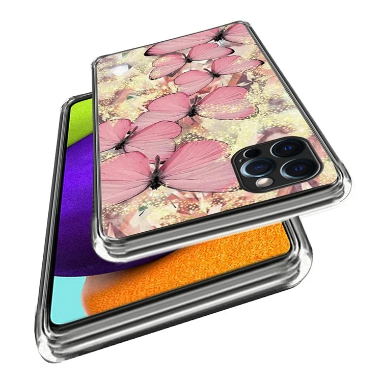 For iPhone 15 Pro Phone Case Pattern Printed Slim TPU Phone Cover - Pink Butterflies