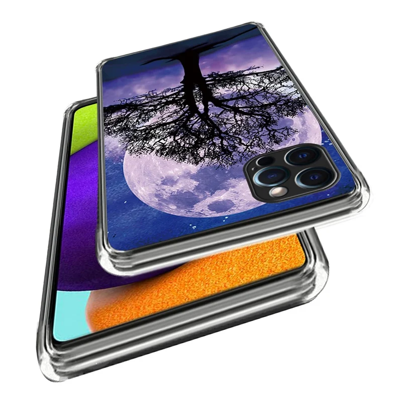 For iPhone 15 Pro Phone Case Pattern Printed Slim TPU Phone Cover - Tree and Moon