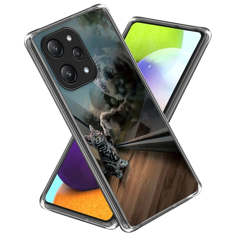 Para Xiaomi Redmi 12 5G (Global) / Poco M6 Pro 5G TPU Phone Case Padrão de Impressão Capa Traseira - Gato Espelho