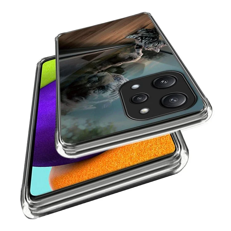 Para Xiaomi Redmi 12 5G (Global) / Poco M6 Pro 5G TPU Phone Case Padrão de Impressão Capa Traseira - Gato Espelho