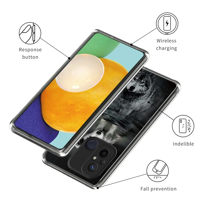 For Xiaomi Redmi 12C 4G Phone Case Soft TPU Cover IMD Pattern Printing - Dog and Wolf
