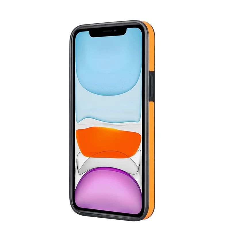 For iPhone 11 Pro Wave Pattern Cell Phone Case PU+TPU Wristband Cover - Orange