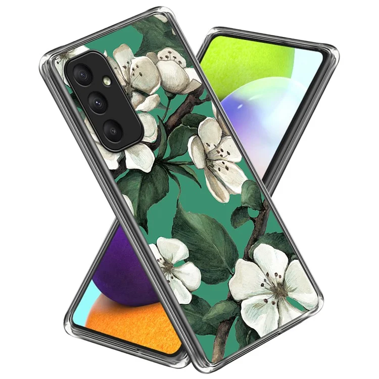 Pour Samsung Galaxy A55 5G Pattern Print TPU Case Mobile Phone Cover - Fleurs Blanches