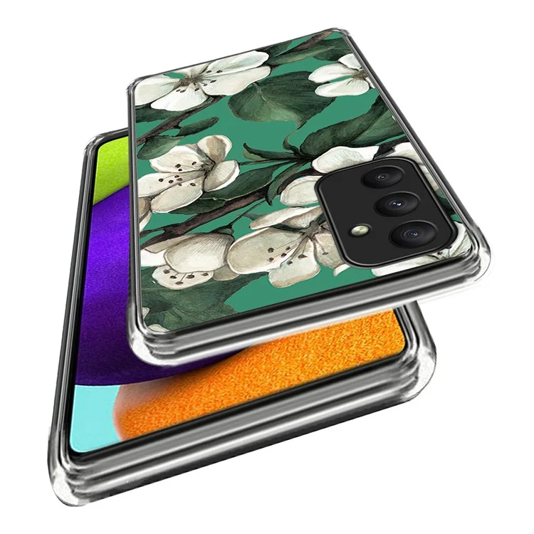 Pour Samsung Galaxy A55 5G Pattern Print TPU Case Mobile Phone Cover - Fleurs Blanches