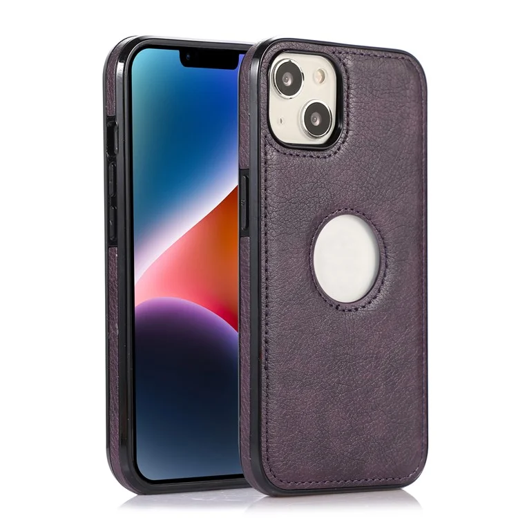 Für iPhone 13 6,1 Zoll Handy-Hülle Logo-Ansicht Design TPU+PU Leder schockfeste Rückabdeckung - Lila