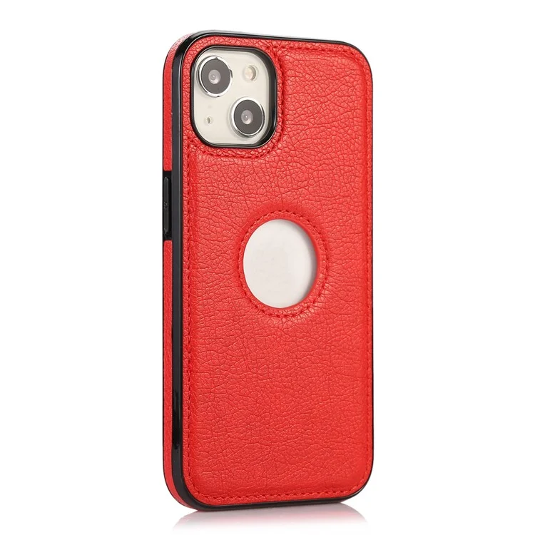 For iPhone 13 mini 5.4 inch Cell Phone Case Logo View Design PU Leather+TPU Drop-proof Back Cover - Red