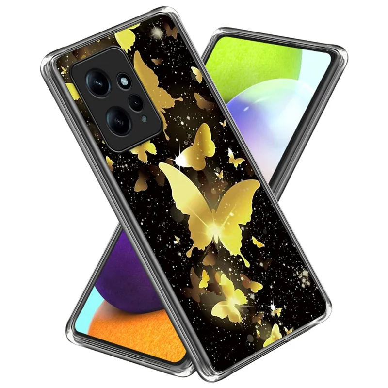 For Xiaomi Redmi Note 12 4G Phone Cover TPU Case Scratch-Proof - Gold Butterflies