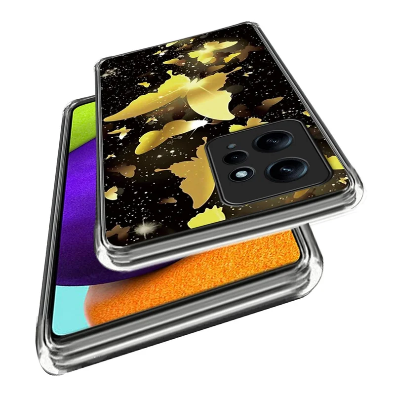 For Xiaomi Redmi Note 12 4G Phone Cover TPU Case Scratch-Proof - Gold Butterflies