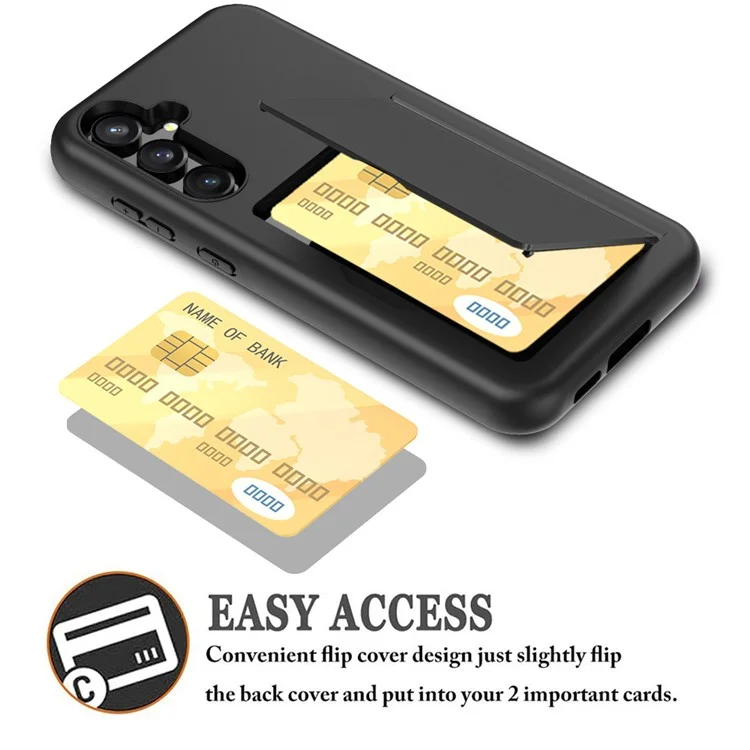 Para o Samsung Galaxy S24 Anti-Scratch Phone Cover PC+TPU Phone Case with Card Holder - Roxo