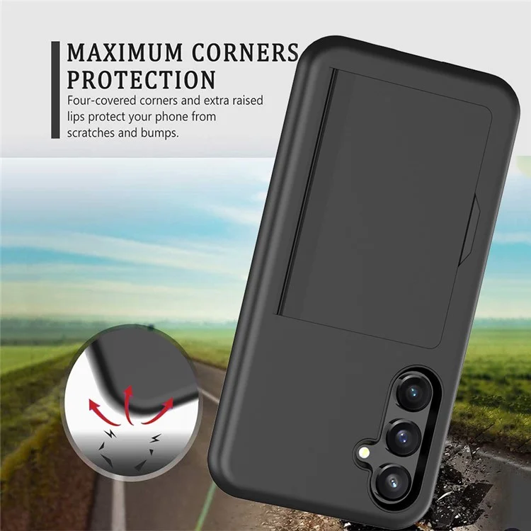 Para o Samsung Galaxy S24 Anti-Scratch Phone Cover PC+TPU Phone Case with Card Holder - Roxo