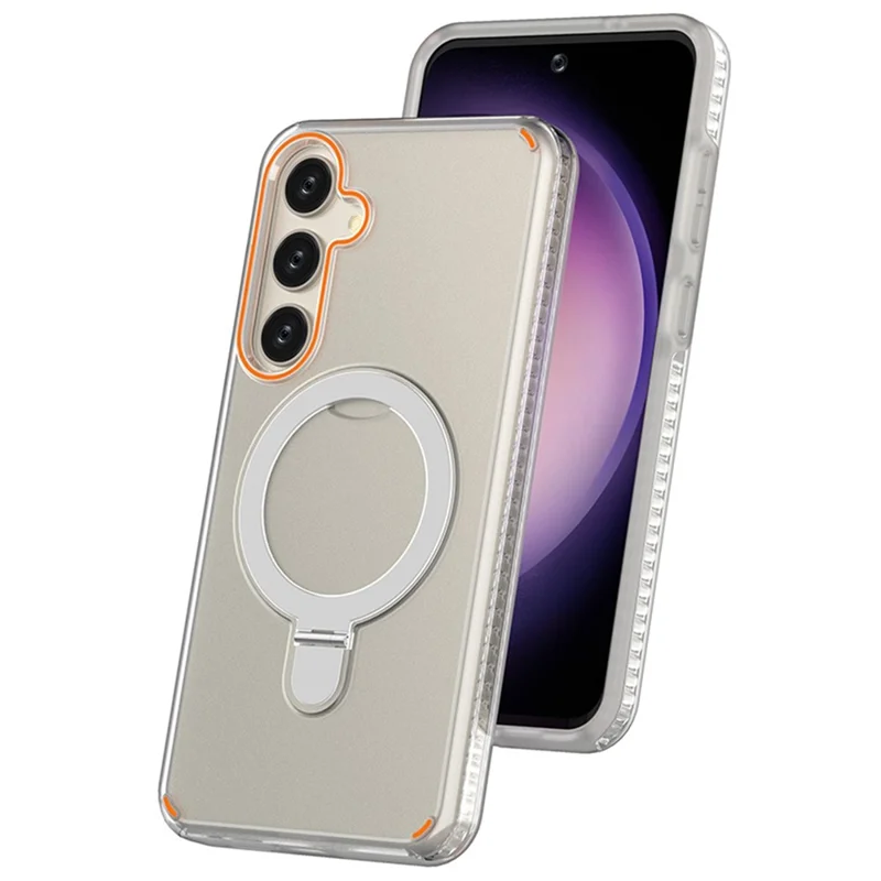 TPU+PC Phone Cover for Samsung Galaxy S25+ / S24+ Magnetic Phone Case with Kickstand - Transparent
