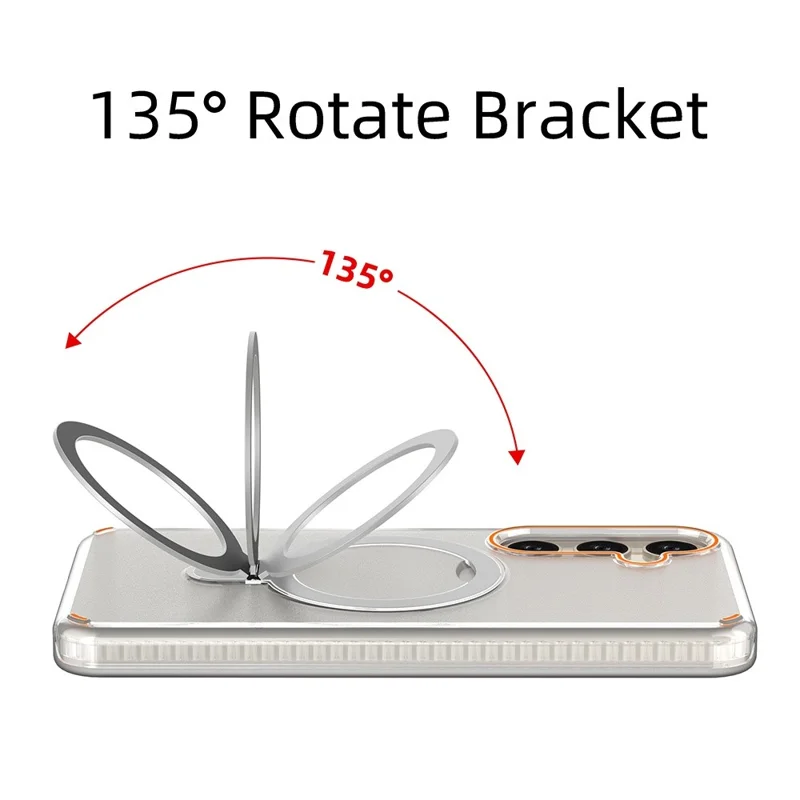 TPU+PC Phone Cover for Samsung Galaxy S25+ / S24+ Magnetic Phone Case with Kickstand - Transparent